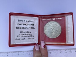 -AX217- Régi 100 Forintos Emlékérem Simon Bolívar Forradalmár Születésének 200. Évfordulójára 1983.