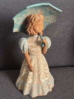 Bod kerámia - kislány esernyővel - szignózott