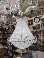 Felújított art deco kristály kosaras csillár