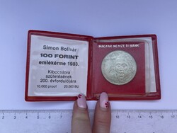 -AX229- Régi 100 Forintos Emlékérem Simon Bolívar Forradalmár Születésének 200. Évfordulójára 1983.