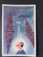 1957-es magyar rádióamatőr QSL lap, HA1VI, Budavox grafika, Budapest