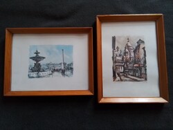 PARISIAN PICTURES 2PC FRAMED ART PRINT (MARIUS GIRARD & JEAN DELARVE) SOLD TOGETHER