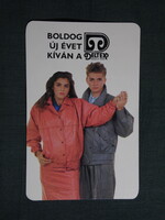 Kártyanaptár,Déltex felsőruházat vállalat,Szeged,Baja,Hódmezővásárhely,1989  (2)  ,sérült,