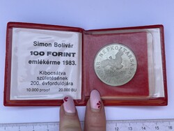 -AX220- Régi 100 Forintos Emlékérem Simon Bolívar Forradalmár Születésének 200. Évfordulójára 1983.