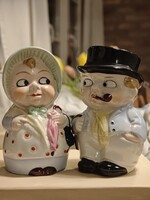 Wagner&Apel német art deco  kézzel festett porcelán só- és borsszóró,Mr.&Mrs. Porcelain pepper