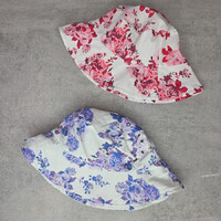 Floral patterned baby girl hat set, 6-12 months
