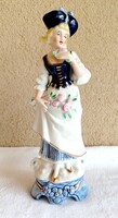 Lippelsdorf női porcelán figura (echt kobalt)