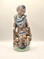 Lladro porcelán 5901 bohóc kiskutyákkal Surprise 25cm apró sérülés