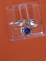 925-ös sterling ezüst valódi  kék zafir köves kis gyűrű 53-as méret