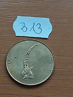 SZLOVÉNIA 5 TOLAR 1995 Sárgaréz, Alpesi kőszáli kecske, B13