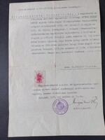 1930 állampolgársági bizonyítvány másolat Belügyminisztérium pecséttel 2P illetékbélyeg Budapest