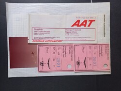 Austrian Airtransport repülőjegy + 2 beszállókártya 1981 Bécs Gatwick DC-9