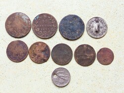 Olaszország 10 db különböző Érme 2 5 10 20 Centesimi 1861-1909