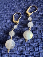 Vintage ezüst holdköves fülbevaló (aranyozott)