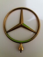 Antik még RÉZ MERCEDES - BENZ GYÁRI embléma ép kapaszkodóval, NEM AUTÓRÓL LETÖRÖTT