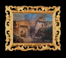 Ettore Roesler Franz olasz Udvar Olajfestmény