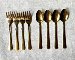 4 személyes elegáns, arany színű rozsdamentes acél desszertes szett