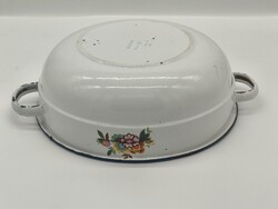 Jó  állapotú 28 cm Bonyhádi Zománcos virágos tál pogácsás