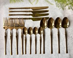 4 személyes elegáns, arany színű rozsdamentes acél evőeszköz készlet (Marbery?)