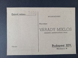 Régi hivatalos levélboríték „Őslevél” Várady Miklós részére (Budapest)