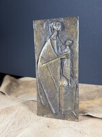 Edwin Huber szignós szűz mária bronz plakett