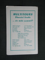 Kártyanaptár,Multitours utazási iroda,Budapest,Sátoraljaújhely,Szeged,Pécs, 1989  (2)