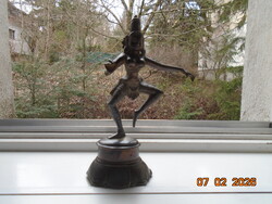 Antik barna patinás aranyozott bronz Táncoló  Shiva szobor