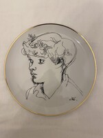 Szász Endre ritka hollóházi fali tányér