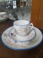 Alt Wien Pirkenhammer,F&M,1873-1918,Kézi Festett Virág Mintás Porcelán Mokkás Reggeliző Készlet.