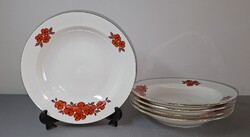 Zsolnay virágmintás 5 darab mélytányér , leveses tányér