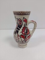 Régi madár mintás kis népi kerámia bokály