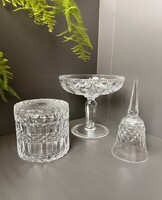 Antik vintage metszett ólomkristály csomag talpaskínáló  cukortartó  bonbonier, csengő - boros pohár