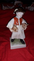 Antik - antik pecsétes - Herendi porcelán malacokat cipelő kondás fiú figura 19 cm a képek szerint