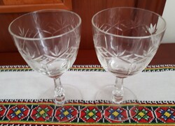 2 db metszett kristály borospohár