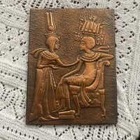 Egyiptomi stílusú réz falidísz – dombormű