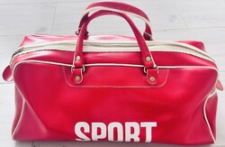 Vintage /Retro piros bőr nagy  Sport táska ( kézzel vart)