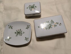 2db Hollóházi porcelán erika mintás  bonbonier