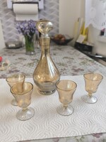 Retro üveg likőrös készlet  eladó!Borostyán színű üveg készlet