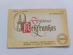 Soproni Kékfrankos boros, italos címke 0.7 l - MAGYAR ÁLLAMI EXPORT PINCEGAZDASÁG BUDAFOK  -  EXPORT
