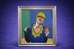 Olvasó nő – modern stílusú figurális festmény