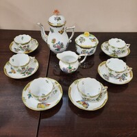Jubileumi Herendi Viktória mintás porcelán kávéskészlet, kávés készlet