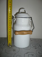 Zománcozott "cuki" kis tejeskanna, újszerű állapotú retró edény