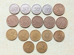 Belgium 17 db Különböző Érme 5 20 50 Frank Francs 1980-1993