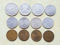 Németország NDK 12 db Különböző Érme 20 50 Pfennig 1 2 Márka 1956-1983