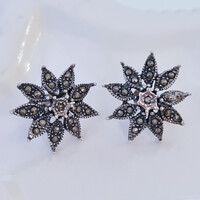 Vintage markazit köves "havasi gyopár" fülbevaló - cseh ékszer