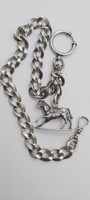 Beautiful Early Silver Pocket Watch Chain with Pendant
