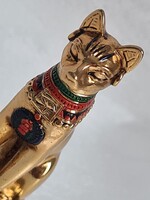 Egyiptomi arany színű miniatűr macska szobor