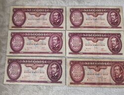 6 db 1949-es 100 Forint Rákosi Címeres