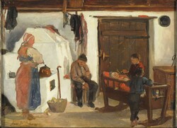 Osztrák festő, 1900 körül : "A baba etetése"