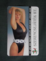 Kártyanaptár,Totó Lottó szerencsejáték,erotikus női modell,1993  (2)